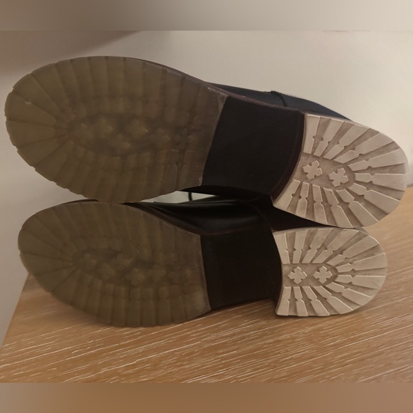 MATT BERNSON Black Leather Lace-Up Boots Herringbone Cuffs Lug Sole Size 10 EUC - Picture 5 of 10